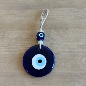 Large evil eye hanging ornament 4 inch diameter. Boho, blue,
